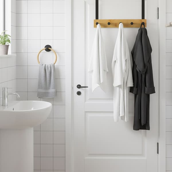 Över-dörr kroklist och handduksring bambu och metall, Kodustaar