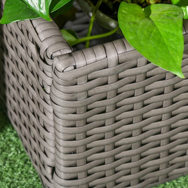 Planter med spaljé 103x29x103 cm Grå Polyrattan