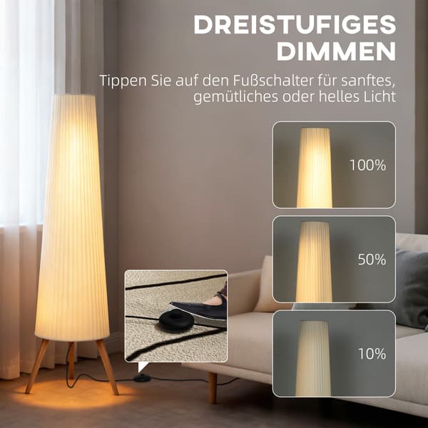 Gulvlampe 46x46x153 cm Hvid Træ