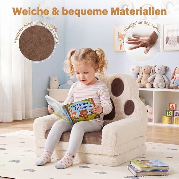 Sammenklappelig børnesofa, 57,2x43,2x35,6 cm, brun/beige