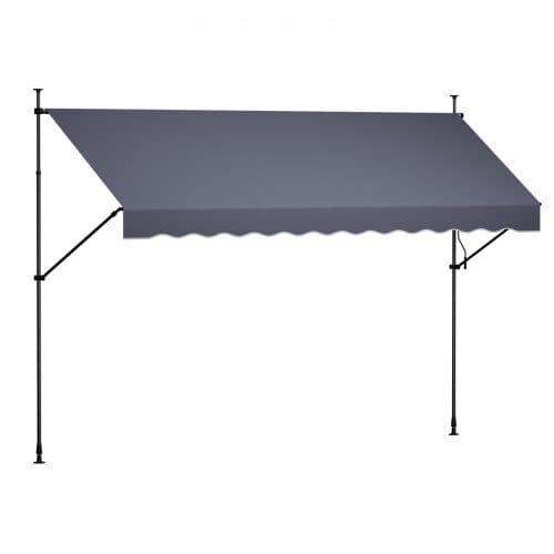 Manuell infällbar markis 400x110-150x210-310 cm mörkgrå