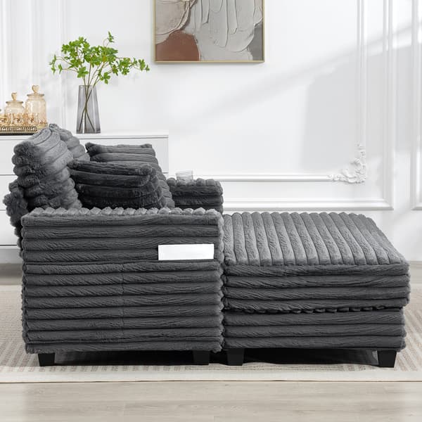 Chaiselongsoffa Bäddsoffa 134x151x89 cm Grå med kopphållare