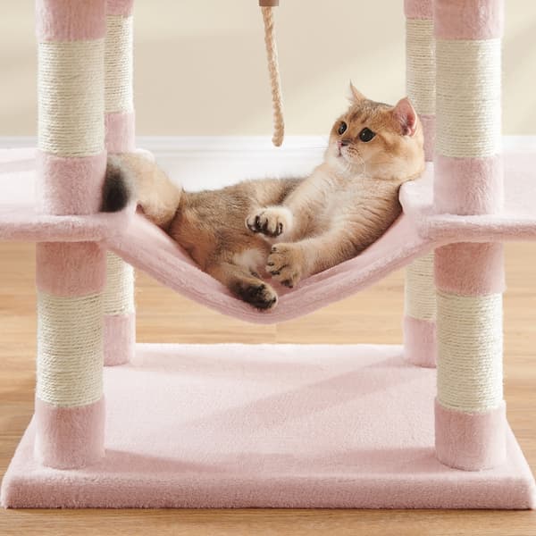 Kattträd, 55x45x168 cm, Rosa