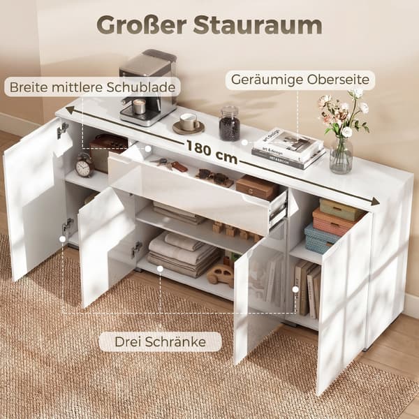 Sideboard 180x40x80 cm Vit MDF