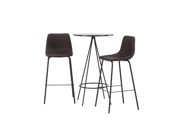Barbord og barstol sæt 60 cm sort MDF finer polyurethan