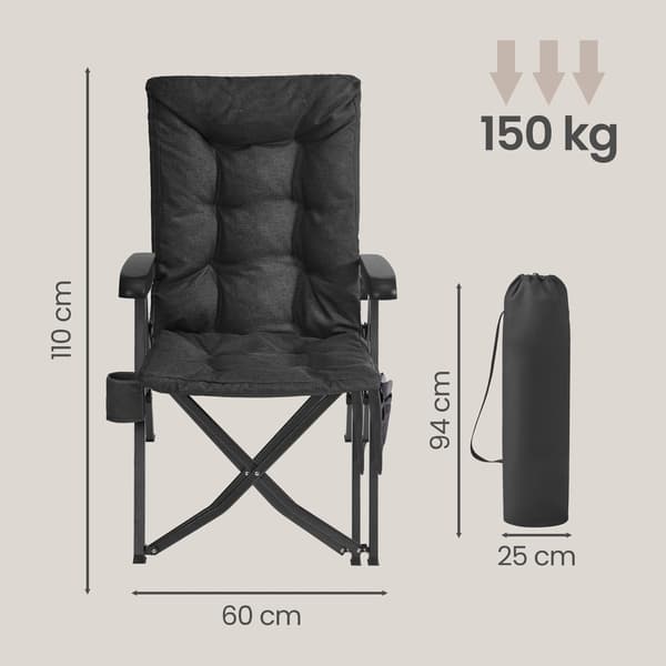 Campingstol 70x59,5x110 cm Sort Foldbar