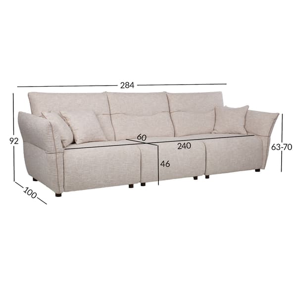 Soffa CALLA 4-sits 284x100x92 cm vit tyg