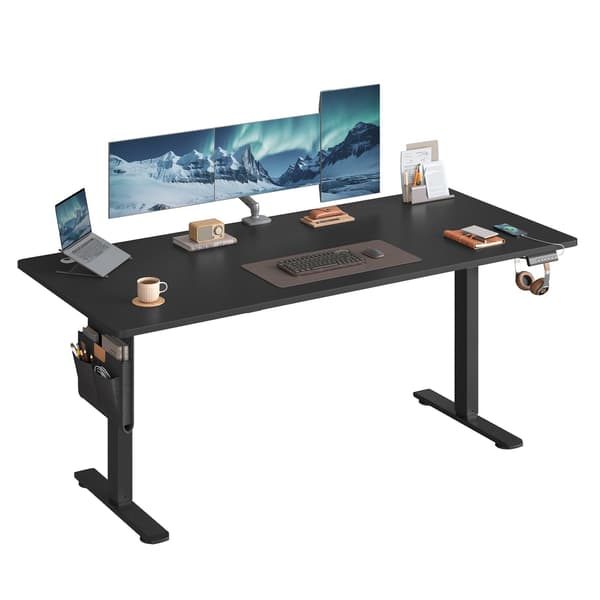Højdejusterbart skrivebord 60x120x72-120 cm sort, elektrisk