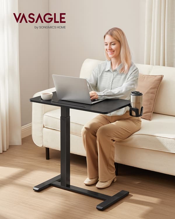 Sidebord 70x40x65-102 cm sort, justerbart, mobilt