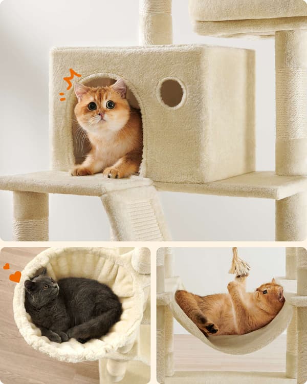 Kattträd, 60x50x206 cm, Beige