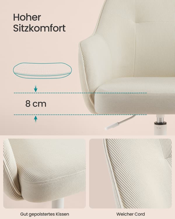 Kontorstol, 64x64x80 cm, Beige, Stål