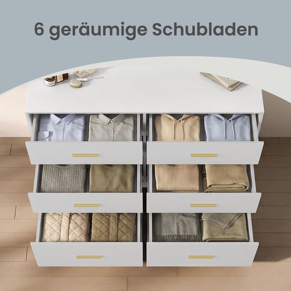 Kommode med 6 skuffer, oppbevaringsskap