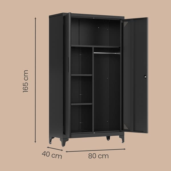 Opbevaringsskab 80x40x165 cm Sort Stål
