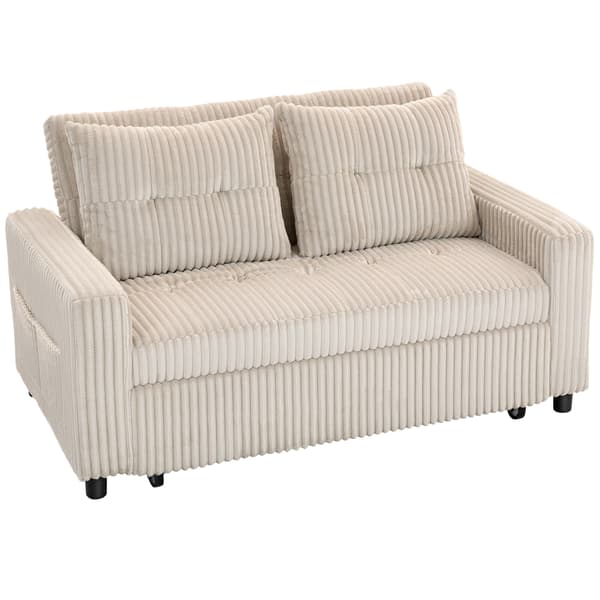 Bäddsoffa, 157x190 cm, krämvit, kordtyg
