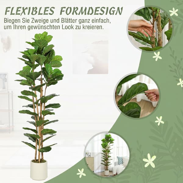 Kunstig Figenblad Figentræ 55x55x180 cm grøn