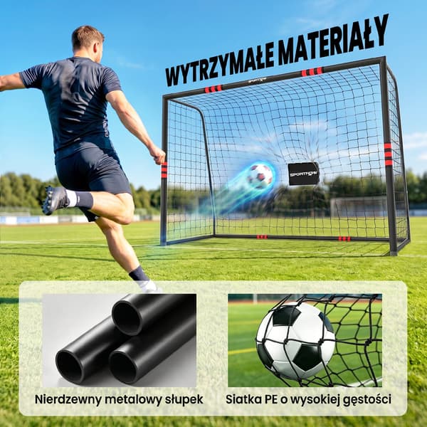Fodboldmål til have 300x120x200 cm sort/rød