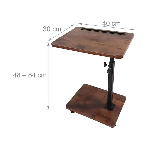 Sidebord Højdejusterbar 40x30x48–84 cm Brun Sort, Kodustaar