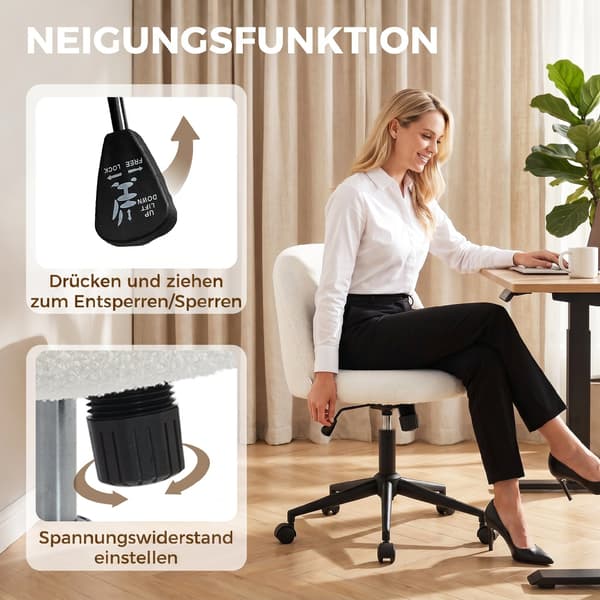 Svingbar kontorsstol 52x59x75,5-84,5 cm krämvit