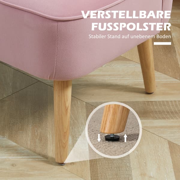 Soffa, 2-sits tygsoffa, 117x56,5x77 cm, rosa, tyg