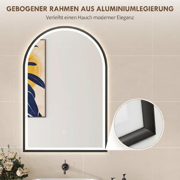 LED badeværelsesspejl 60x90 cm sort