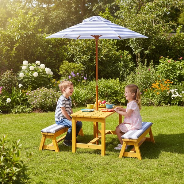 Barn Picknickset Kuddar Parasol Tall Trädgårdsmöbler, Kodustaar