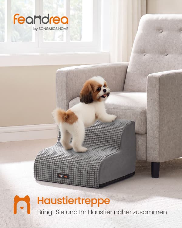 Vandtæt hundetrappe, to trin, duegrå