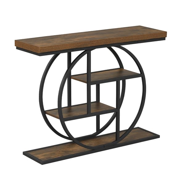 Konsolbord 4-niveau 104x30,5x79 cm rustik brun/sort