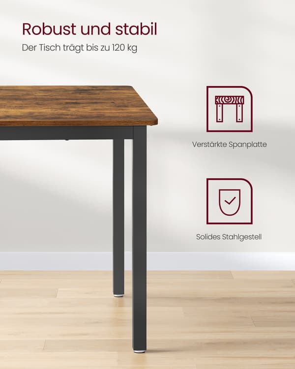 Spisebord 70x110x77 cm Brun og Sort Spånplade og Stål