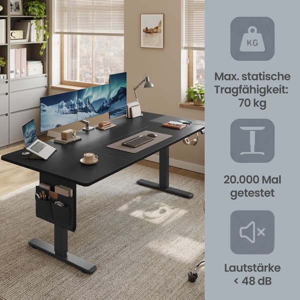 Højdejusterbart skrivebord 60x120x72-120 cm sort elektrisk