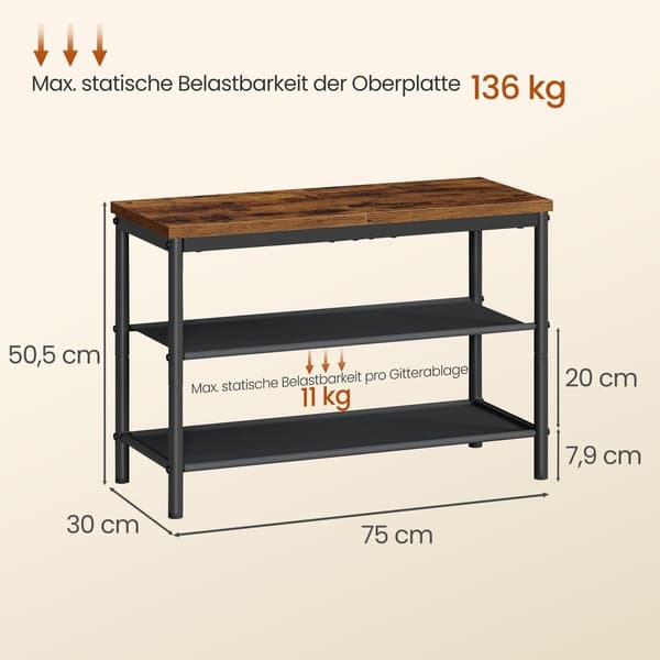 Skohylle i metall 3-etasjer