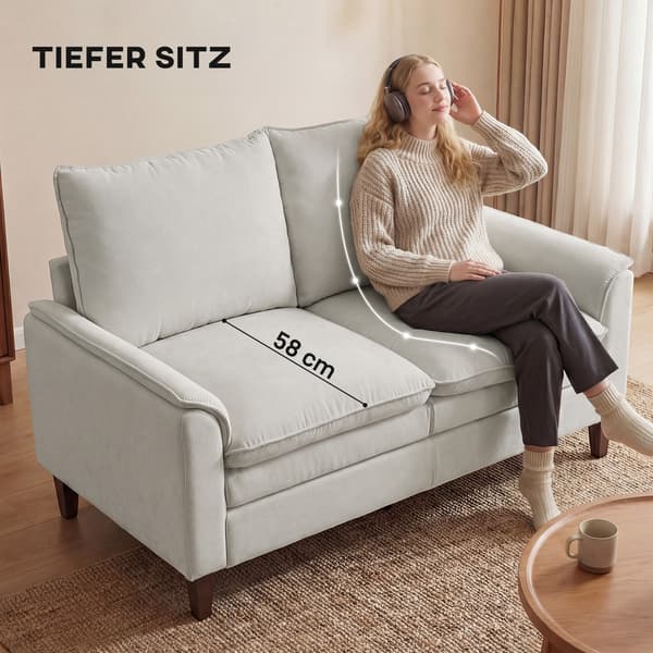 Sofa 146x84x95 cm Cremehvid Chenille polstring