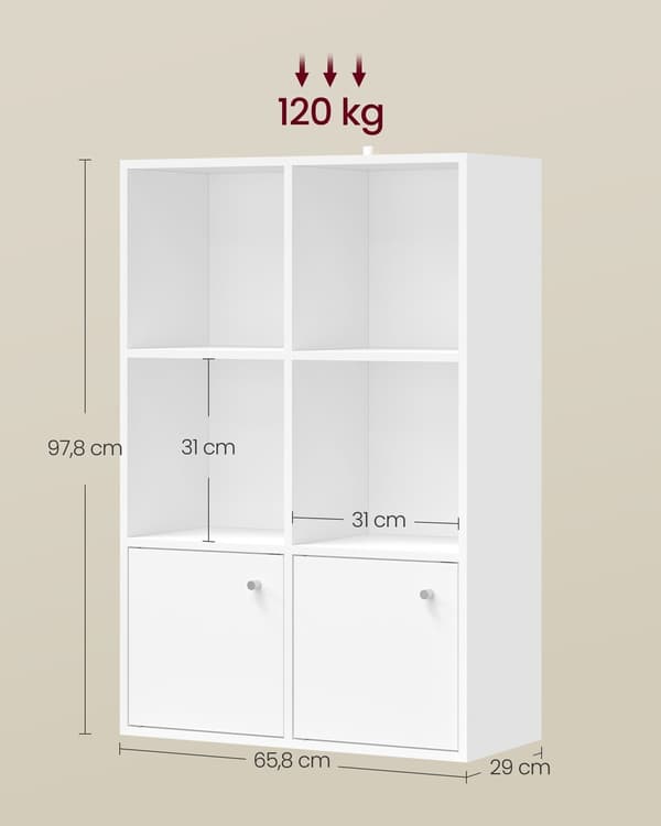Bokhylle 29x65,8x97,8 cm Hvit Tre