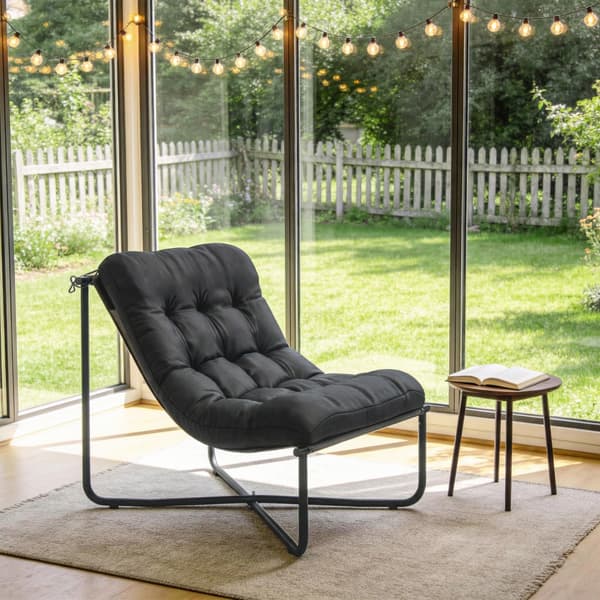 Loungefåtölj 76x92x76 cm Mörkgrå Stålram