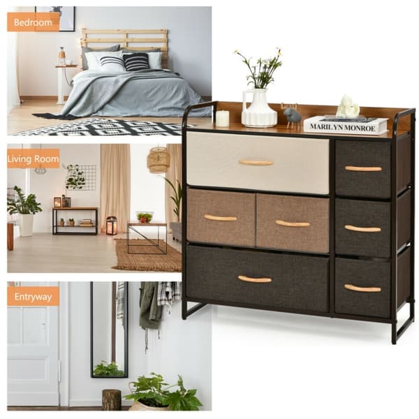 Kommode med 7 skuffer 80x29x79 cm creme