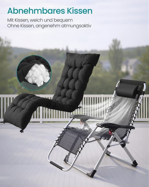 Solstol 65x90x110 cm Svart stål hopfällbar