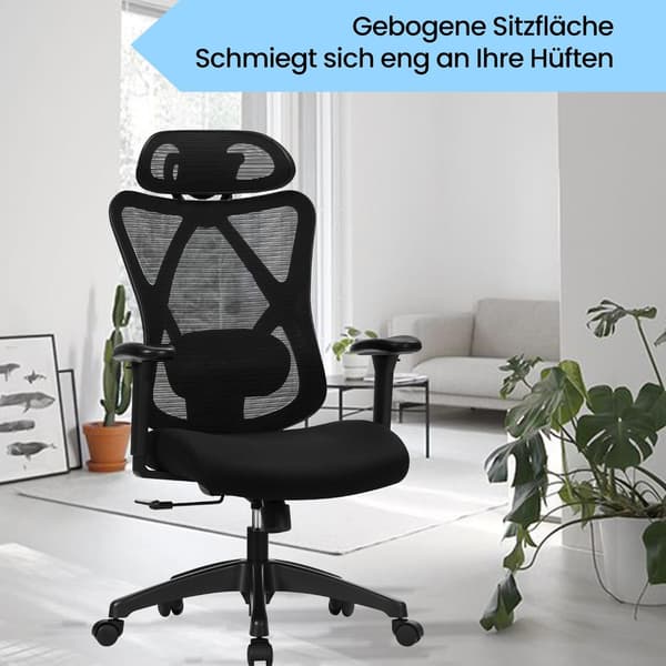 Kontorstol, 70x70x115 cm, Sort, Justerbar