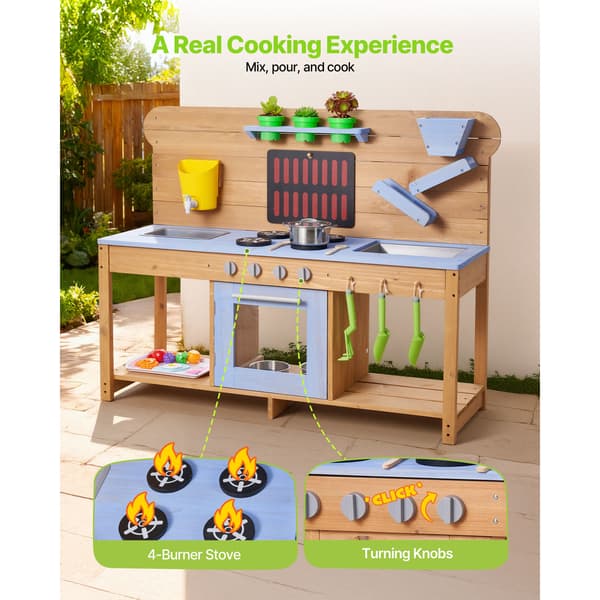 Mud Kitchen, 122x42,5x93 cm, Natur, Træ