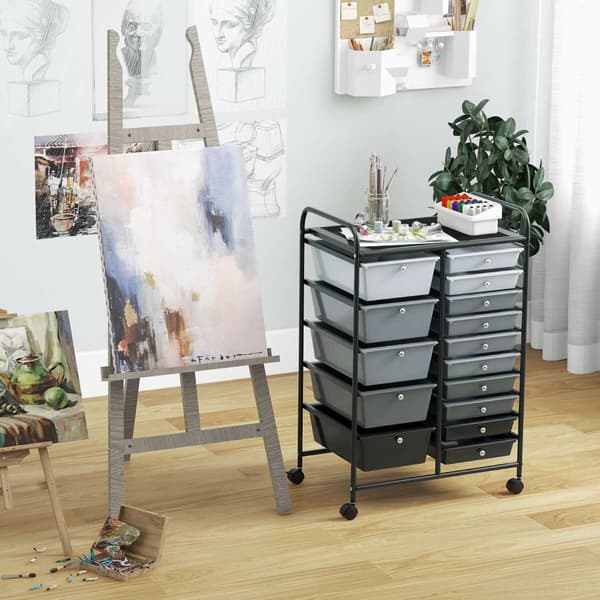 Rullende opbevaringsvogn, 64×37×88 cm, Sort