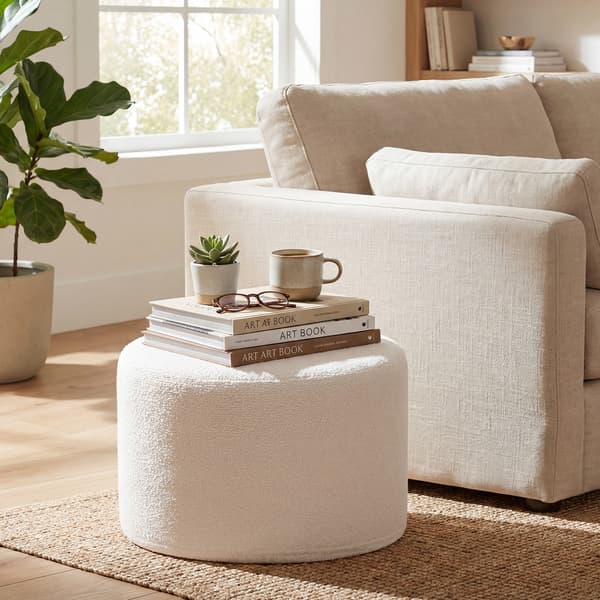 Pyöreä rahi pouf 45x45x35 cm beige