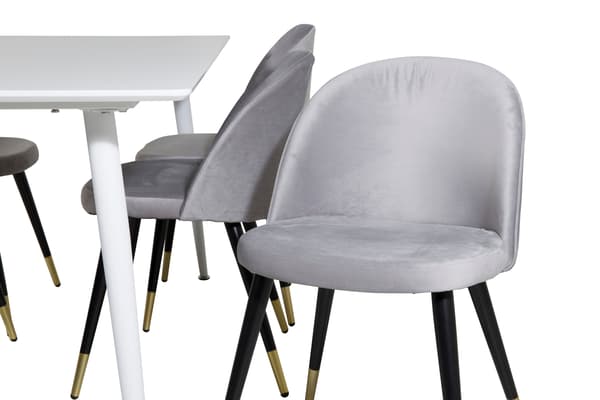 Spisebord og stole sæt Polar 180 cm hvid lys grå