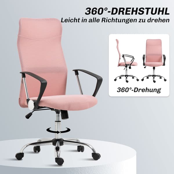 Kontorstol, 63x65x109-119 cm, Pink, Mesh