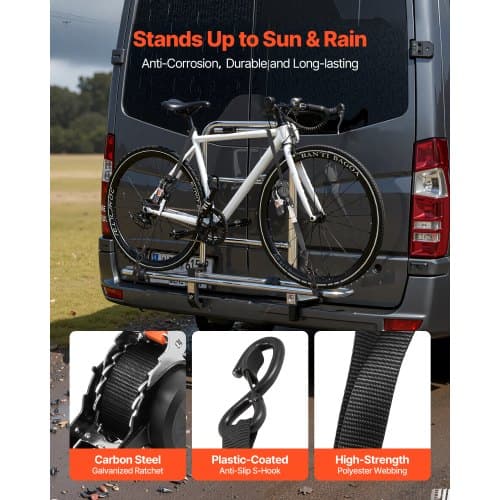 Surringsremme, 25,4x300 cm, 4-pak, Sort, Polyester