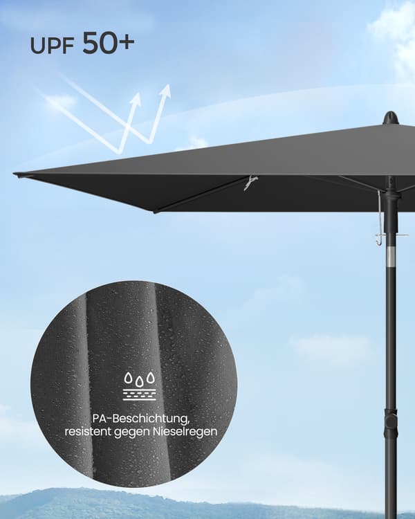 Parasol 190x120 cm Harmaa Teräs