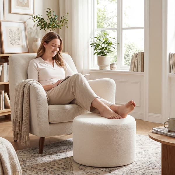 Pyöreä rahi pouf 45x45x35 cm beige
