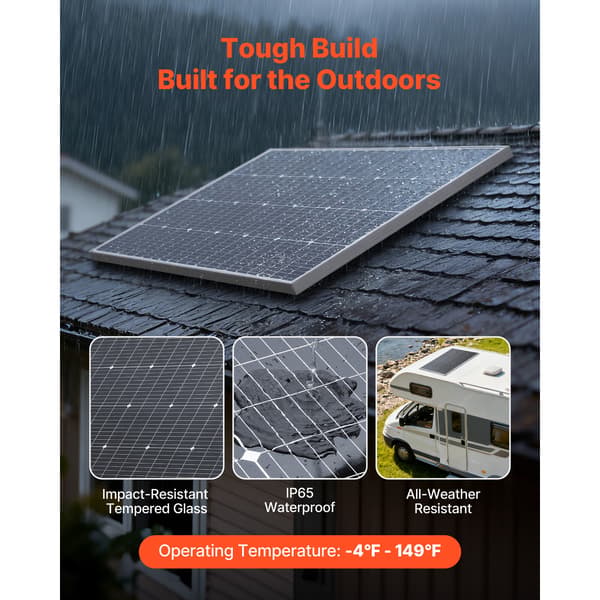 Solpanel, 2 stk. monokrystallinsk 100W, 89,5x58x3 cm