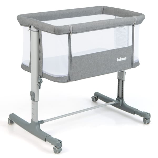 3-i-1 babyseng med madras og bærepose 83x48x67-80 cm mørkegrå