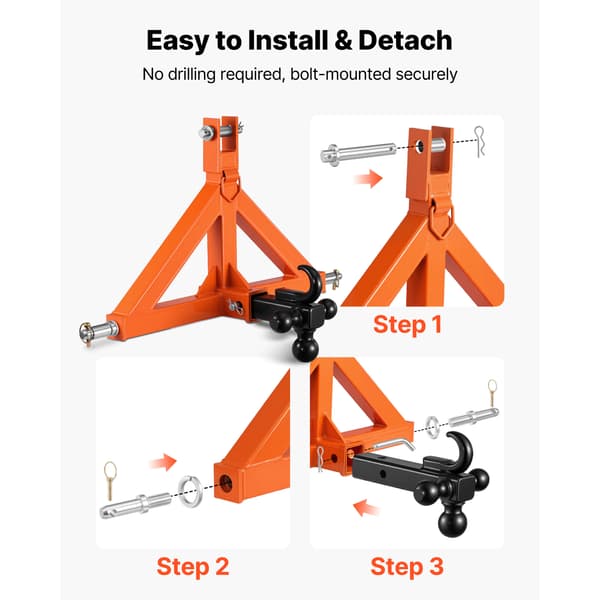 Trailertrækadapter 66x16,5x44,5 cm Orange Stål