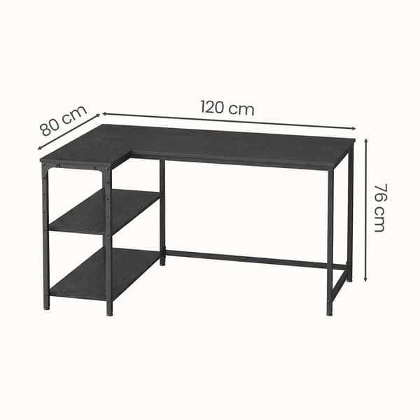 Hjørneskrivebord 120x80x76 cm Sort træ og stål