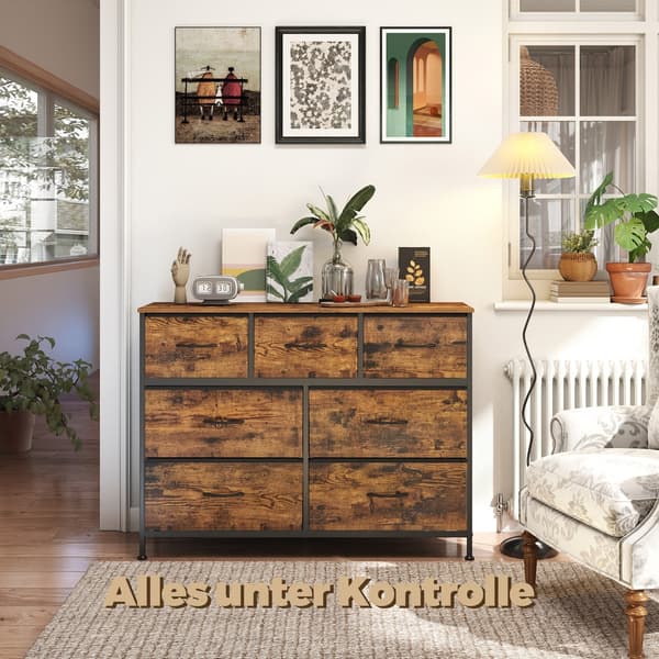 Kommode 30x98,8x73,7 cm Brun-Sort MDF stål stof