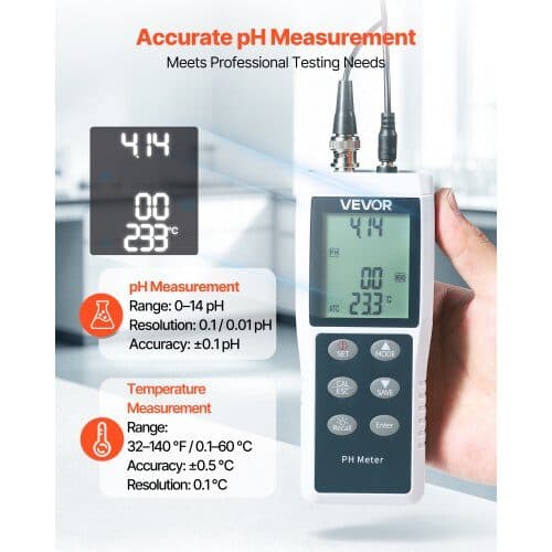 pH-meter sæt AE8601 0–14 pH område 265x210x78 mm sort/hvid/grå